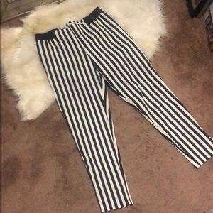 Black & white striped pants